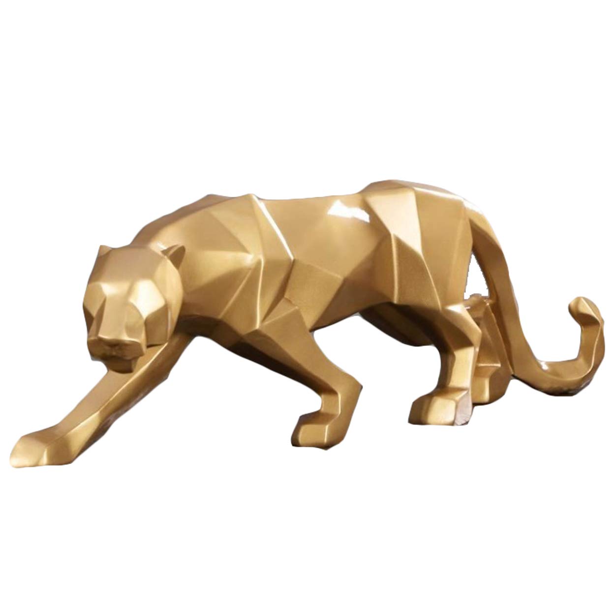 FJWYSANGU Abstract Leopard Statues Panther Sculpture Hand Craved Animal Resin Modern Home Decoration Big Black