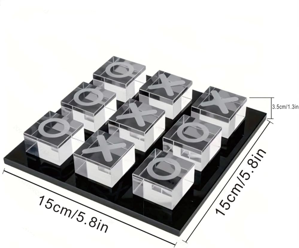 Modern Minimalist XO Square Crystal Chessboard Decoration Small Ornament, Black and White Crystal Geometric Statue Decoration - Multifunctional Indoor Decoration Living Room Desktop