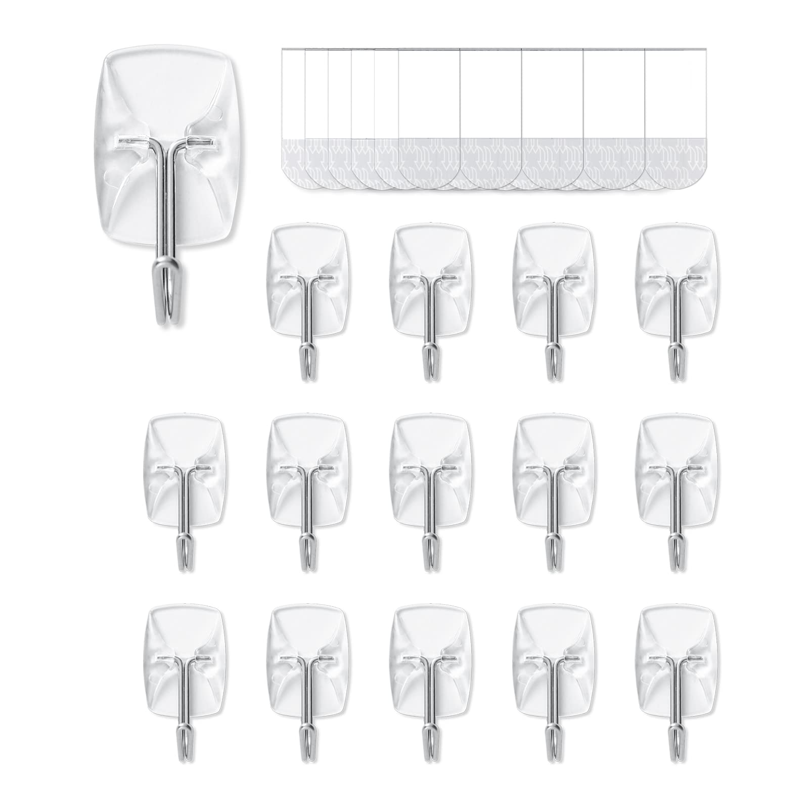 100 Small Hooks+120 Removable Strips, Clear Wire Hanger Hooks, Damage-Free Utility Hooks, Heavy Duty with Adhesive Strips, No Tools Wall Hook for Hanging, Value Pack