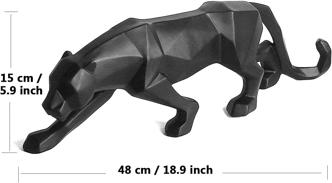 FJWYSANGU Abstract Leopard Statues Panther Sculpture Hand Craved Animal Resin Modern Home Decoration Big Black