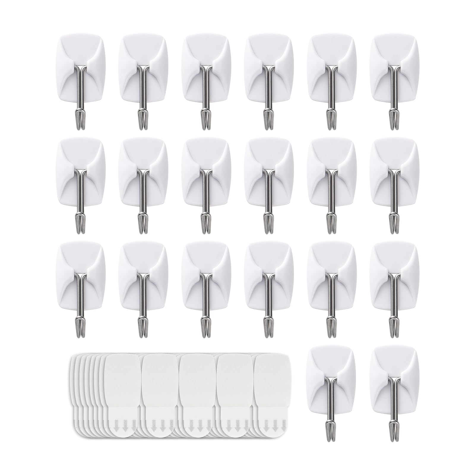 100 Small Hooks+120 Removable Strips, Clear Wire Hanger Hooks, Damage-Free Utility Hooks, Heavy Duty with Adhesive Strips, No Tools Wall Hook for Hanging, Value Pack