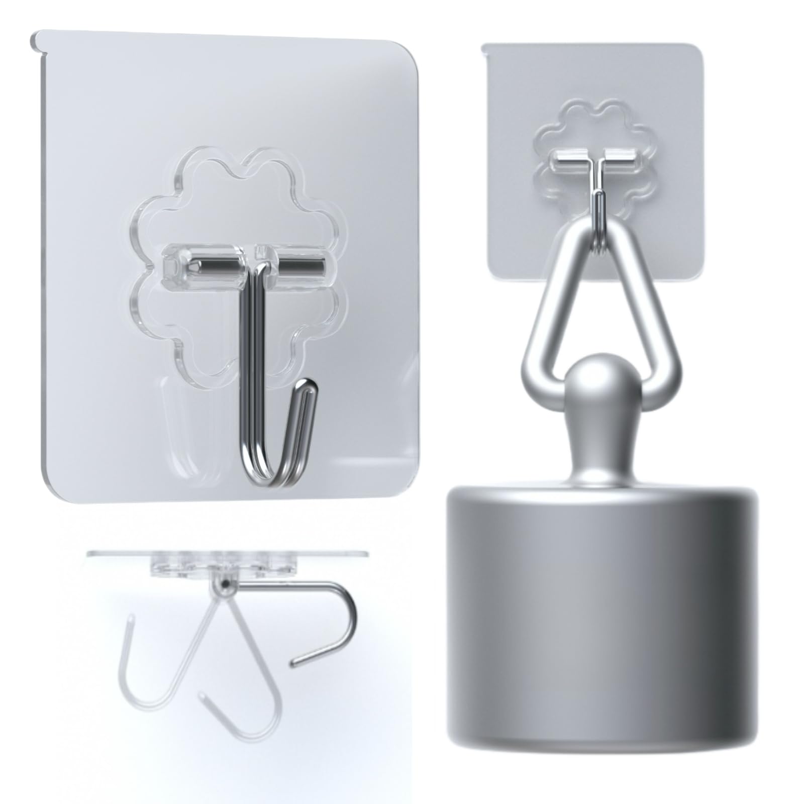 DDMY Heavy Duty Hooks Self Adhesive Hooks Newly Black Sticky for Hanging 100 Pack Waterproof Wall and Ceiling Hook with Reusable Adhesive for Shower, Kitchen, Hang Picture, Decorations,RV, No Damage