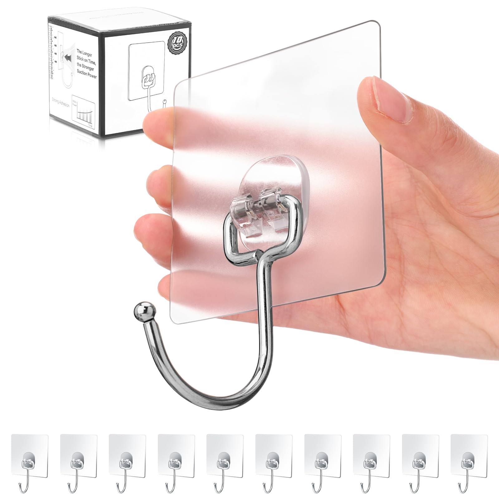 Antimbee 40-Pack Adhesive Hooks for Hanging, Heavy Duty Hooks 37 lb(Max), Adhesive Wall Hanger fit Home, Bathroom, Kitchen, Office and Outdoor