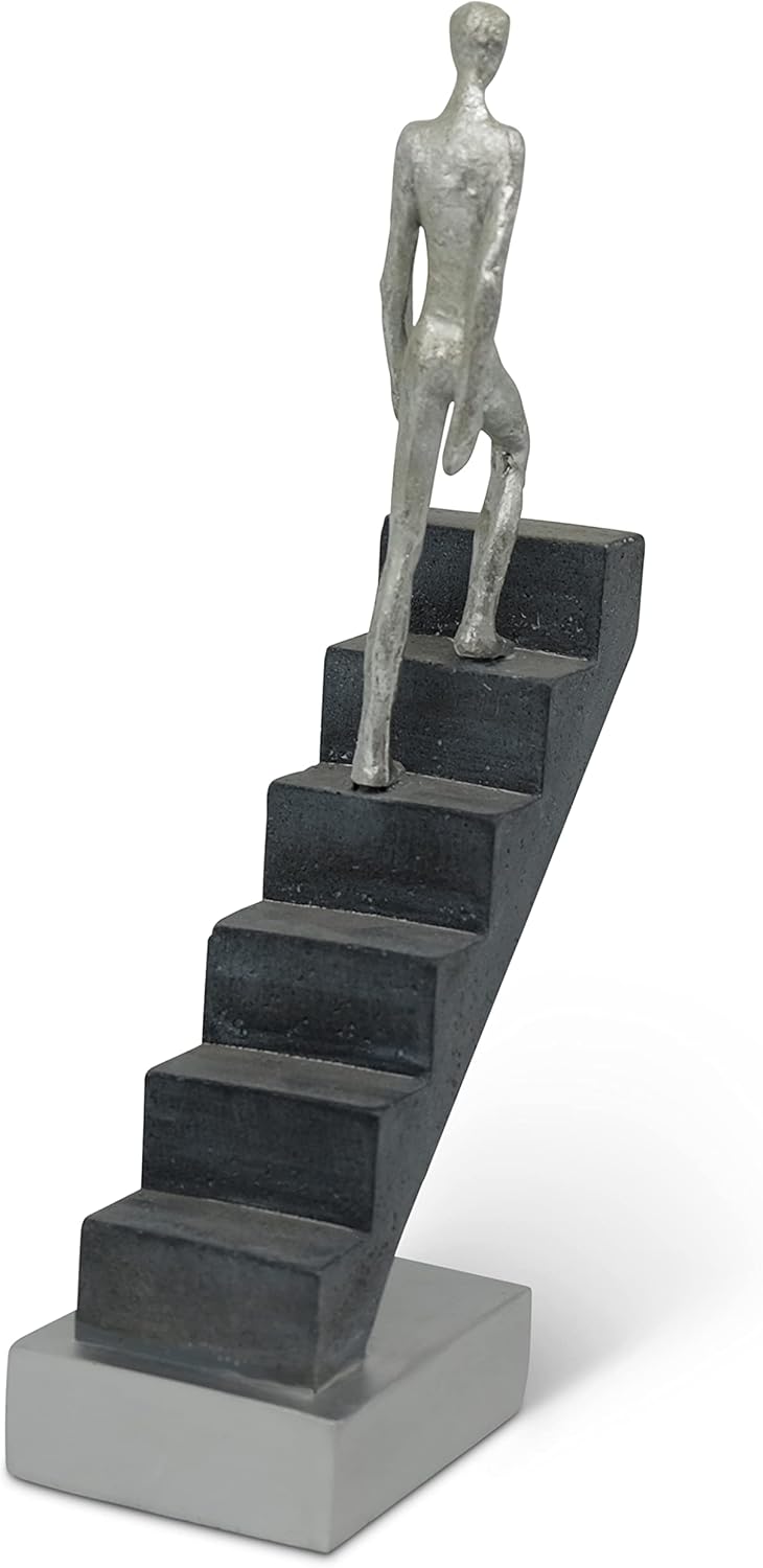 Modern Home Decor 'Top of The Rock' - Abstract Sculpture 11" as Motivation - Desk Decor Figure Made of Marble Resin - Aesthetic Statue for Living Room & Office décor as a Gift