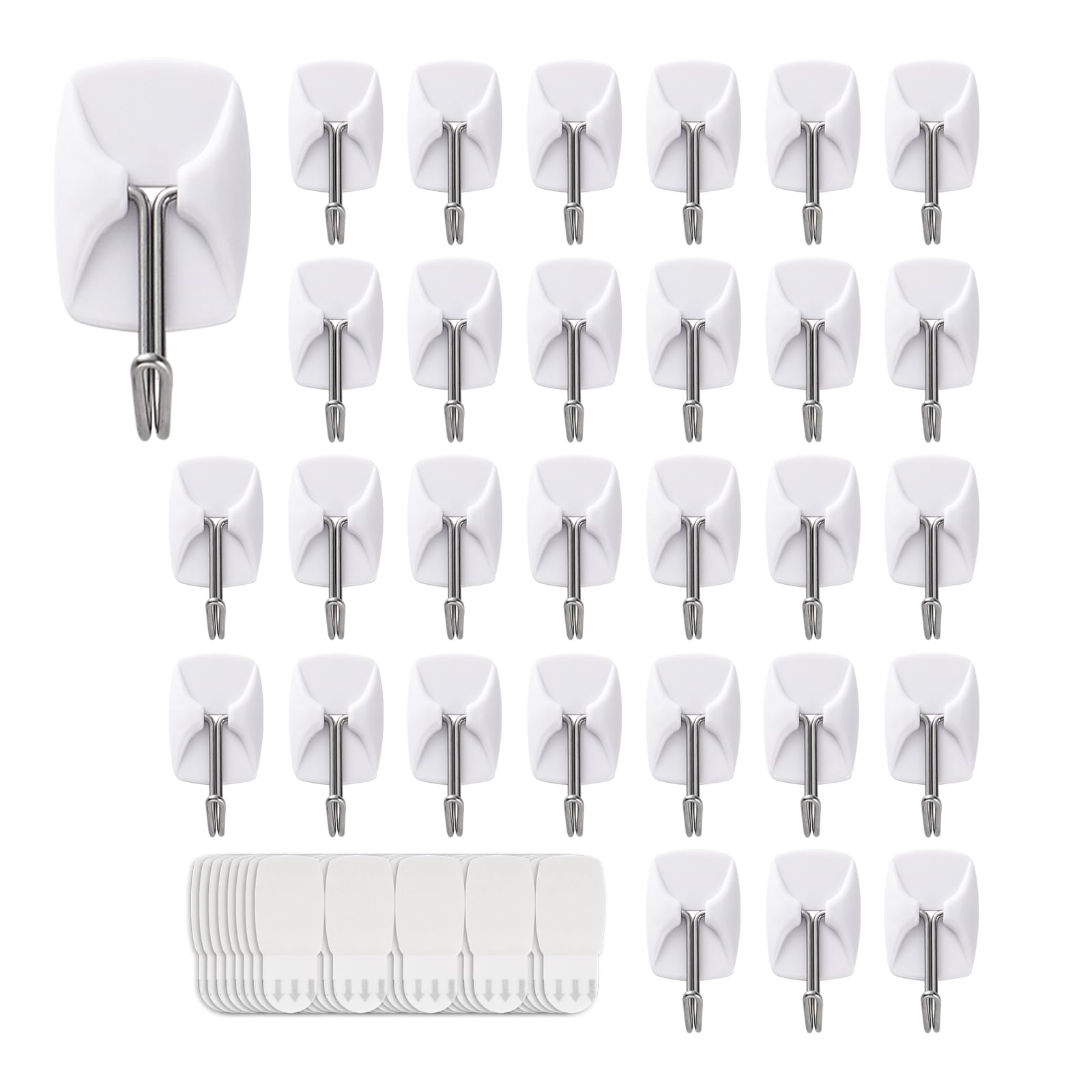 100 Small Hooks+120 Removable Strips, Clear Wire Hanger Hooks, Damage-Free Utility Hooks, Heavy Duty with Adhesive Strips, No Tools Wall Hook for Hanging, Value Pack