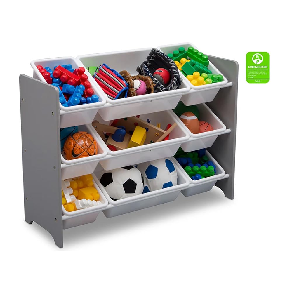 Delta Children MySize 9 Bin Plastic Toy Organizer - Greenguard Gold Certified, Grey