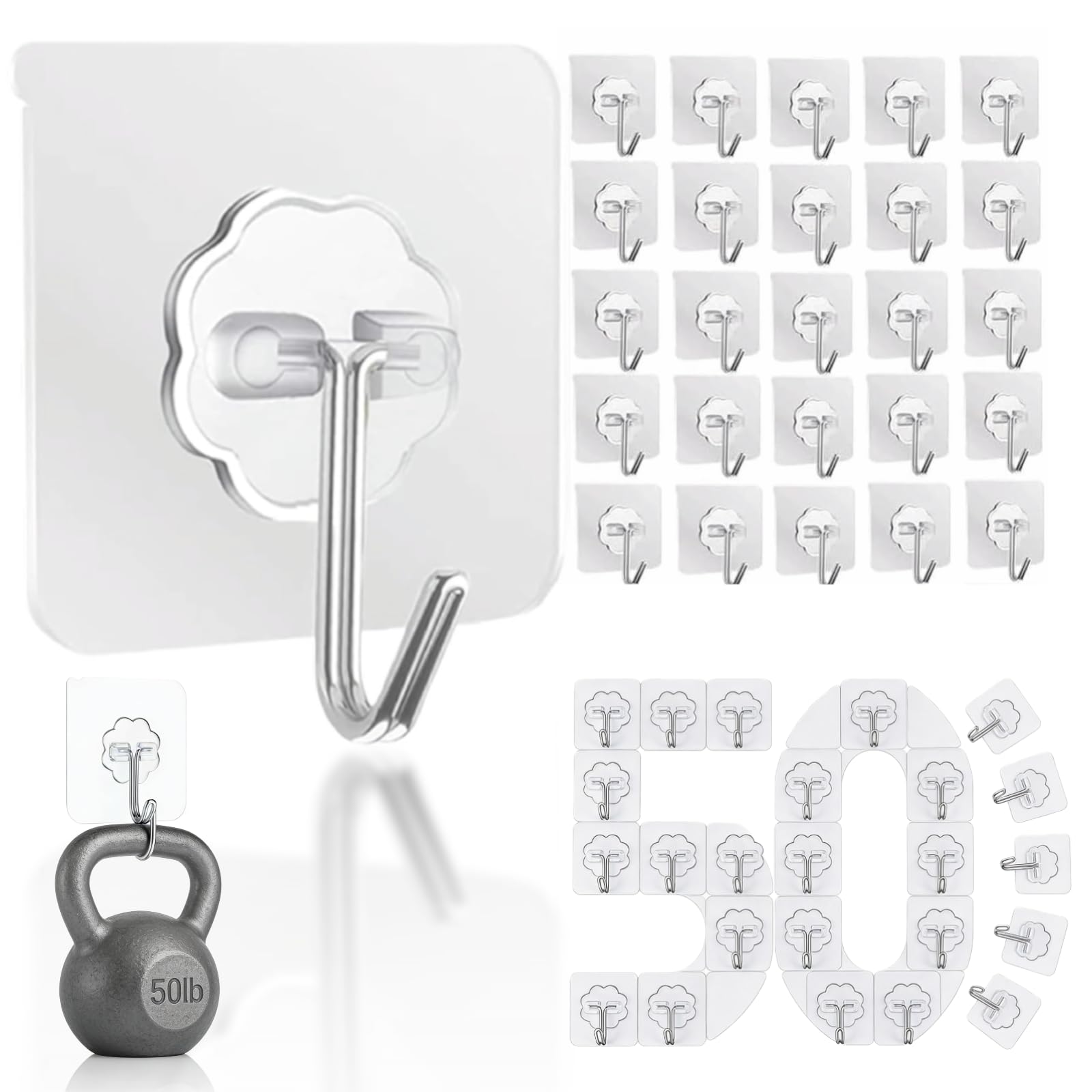 DDMY Heavy Duty Hooks Self Adhesive Hooks Newly Black Sticky for Hanging 100 Pack Waterproof Wall and Ceiling Hook with Reusable Adhesive for Shower, Kitchen, Hang Picture, Decorations,RV, No Damage