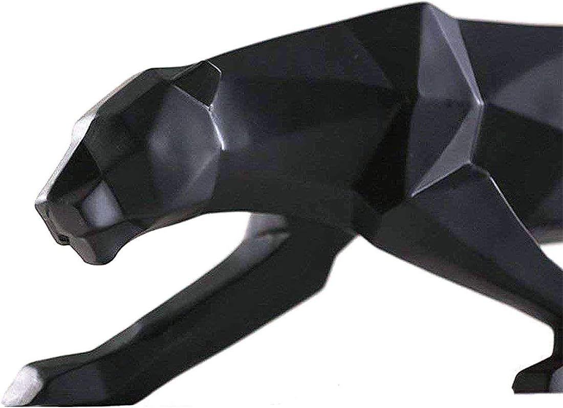 FJWYSANGU Abstract Leopard Statues Panther Sculpture Hand Craved Animal Resin Modern Home Decoration Big Black