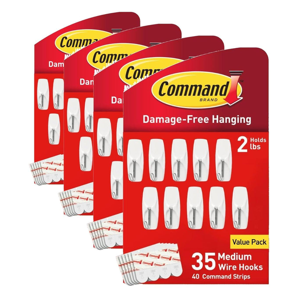 Command Medium Wire Toggle Hooks, 35 Hooks and 40 Strips, Damage-Free Hanging Wall Hook with Adhesive Strips, No Tools Great for Hanging, Organization and Storage, Holds up to 2 lb