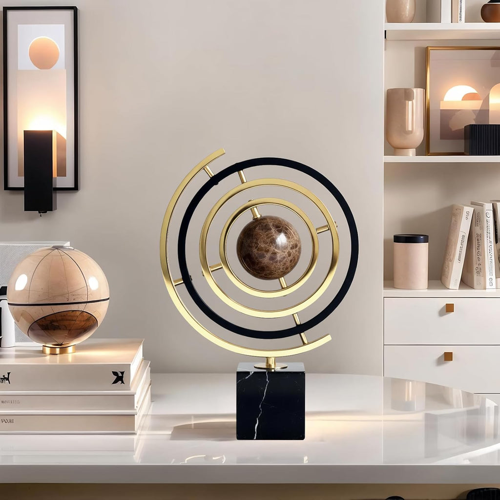 Sculpture Decor with Solid Marble Base, Abstract Art Inspired Statue Decor, Modern Sculpture Home Decor for Shelf, Office, Living Room, Bedroom, Desktop Display