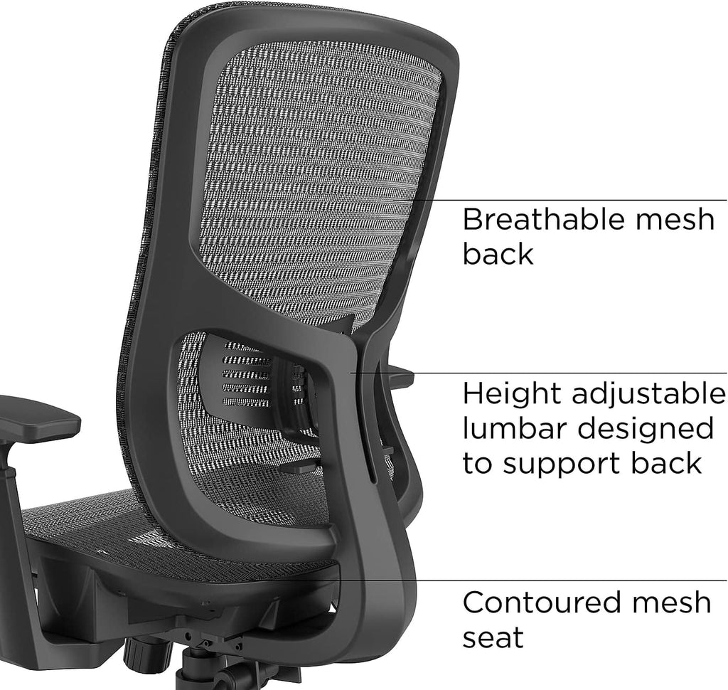 STAPLES Kroy Ergonomic Task Chair, Mesh, Ergonomic, Lumbar Support, Adjustable Height, Black