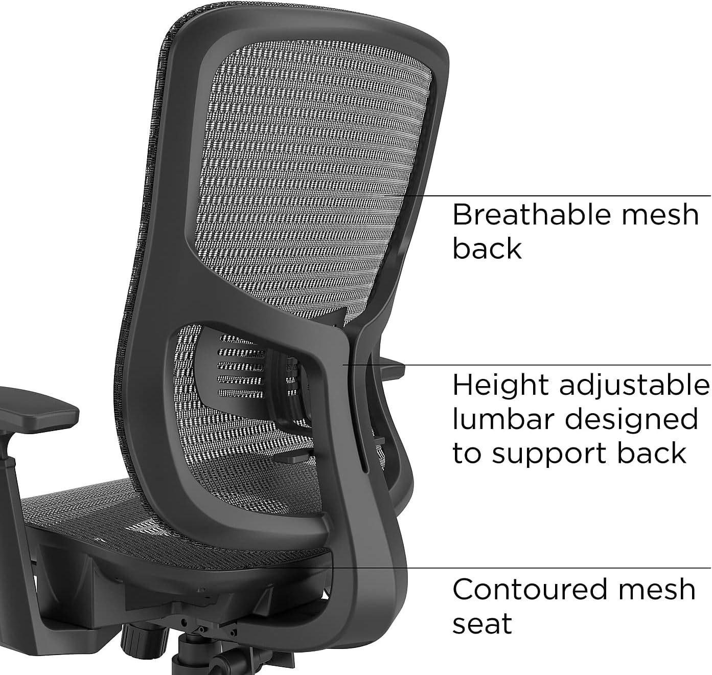 STAPLES Kroy Ergonomic Task Chair, Mesh, Ergonomic, Lumbar Support, Adjustable Height, Black