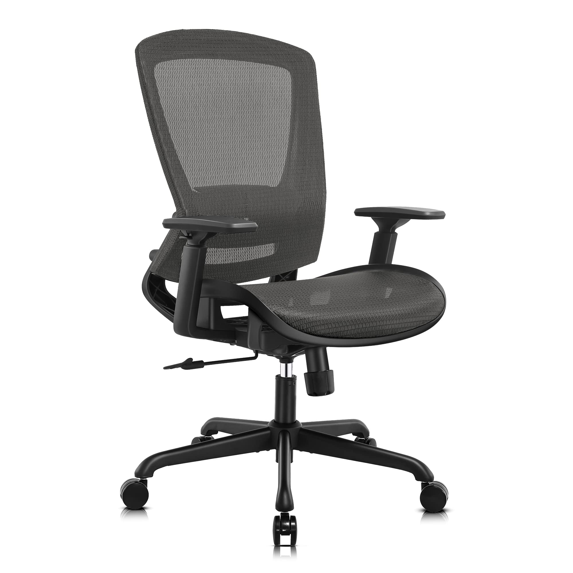 ELABEST Mesh Office Chair,Ergonomic Computer Desk Chair,Sturdy Task Chair- Adjustable Lumbar Support & Armrests,Tilt Function,Comfort Wide Seat,Swivel Home Office Chair (Black)