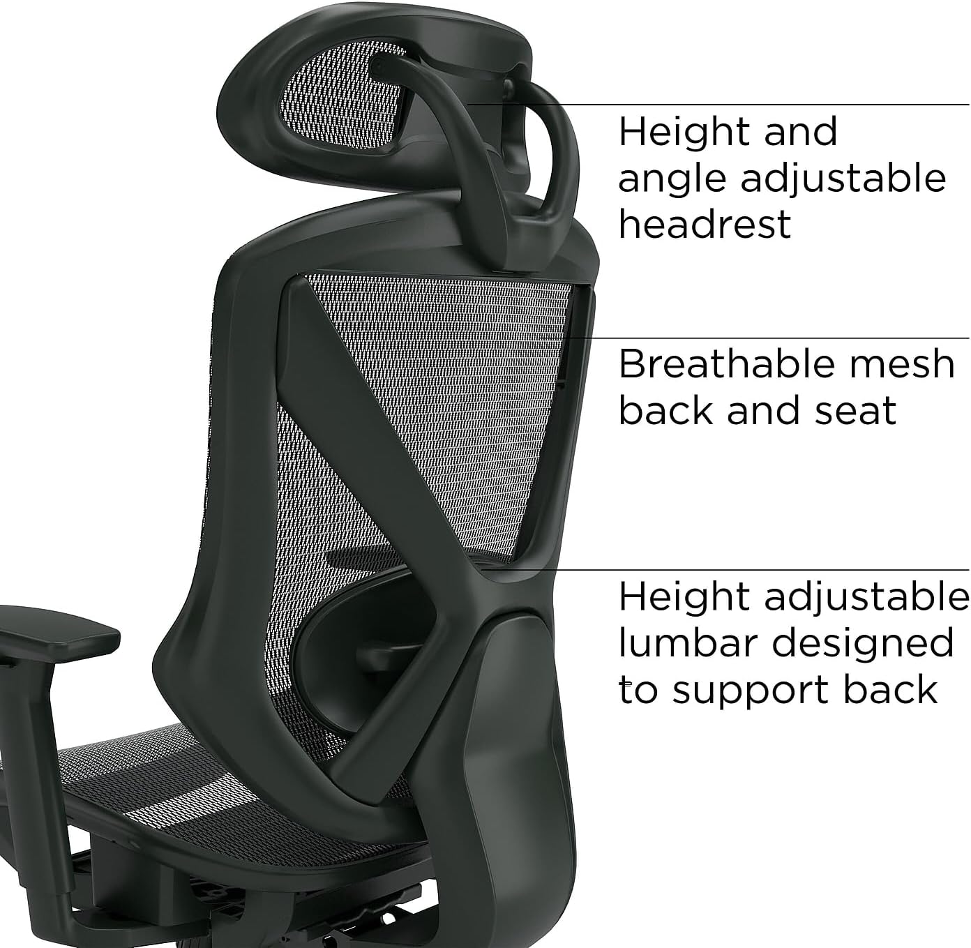 Staples Dexley Ergonomic Task Chair, Mesh, Ergonomic, Lumbar Support, Adjustable Height, Black