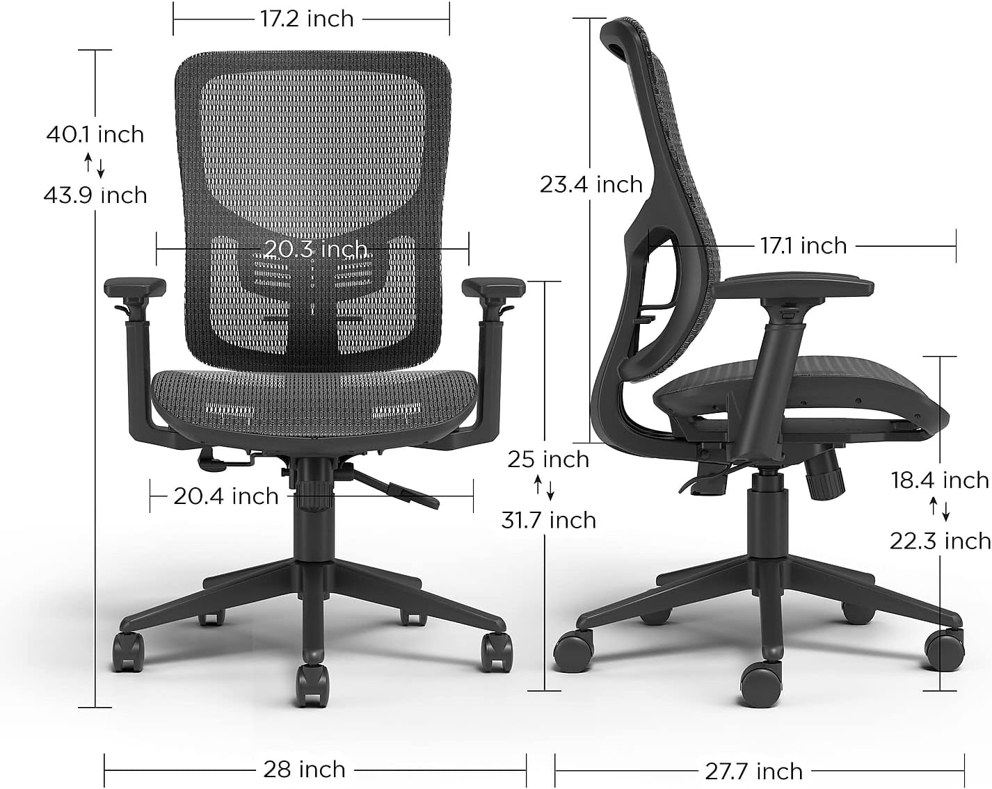 STAPLES Kroy Ergonomic Task Chair, Mesh, Ergonomic, Lumbar Support, Adjustable Height, Black