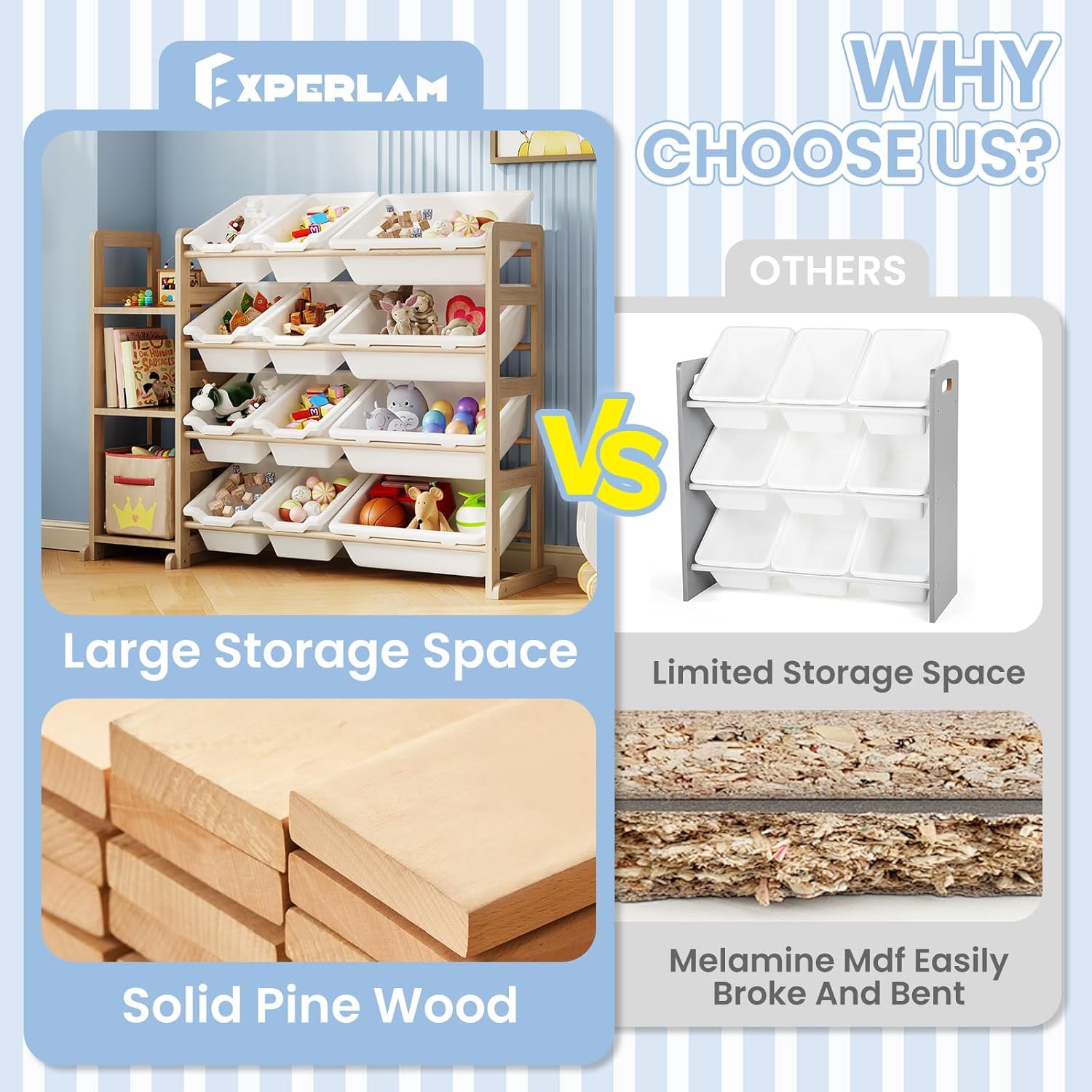 Toy Storage Organizer - Toy Organizers and Storage with Bookshelf, Toy Storage Shelf with 3 Shelves and 12 Storage Bins, Kids Bookshelf and Toy Storage for Kids Room, Playroom, Bedroom, Nursery, White