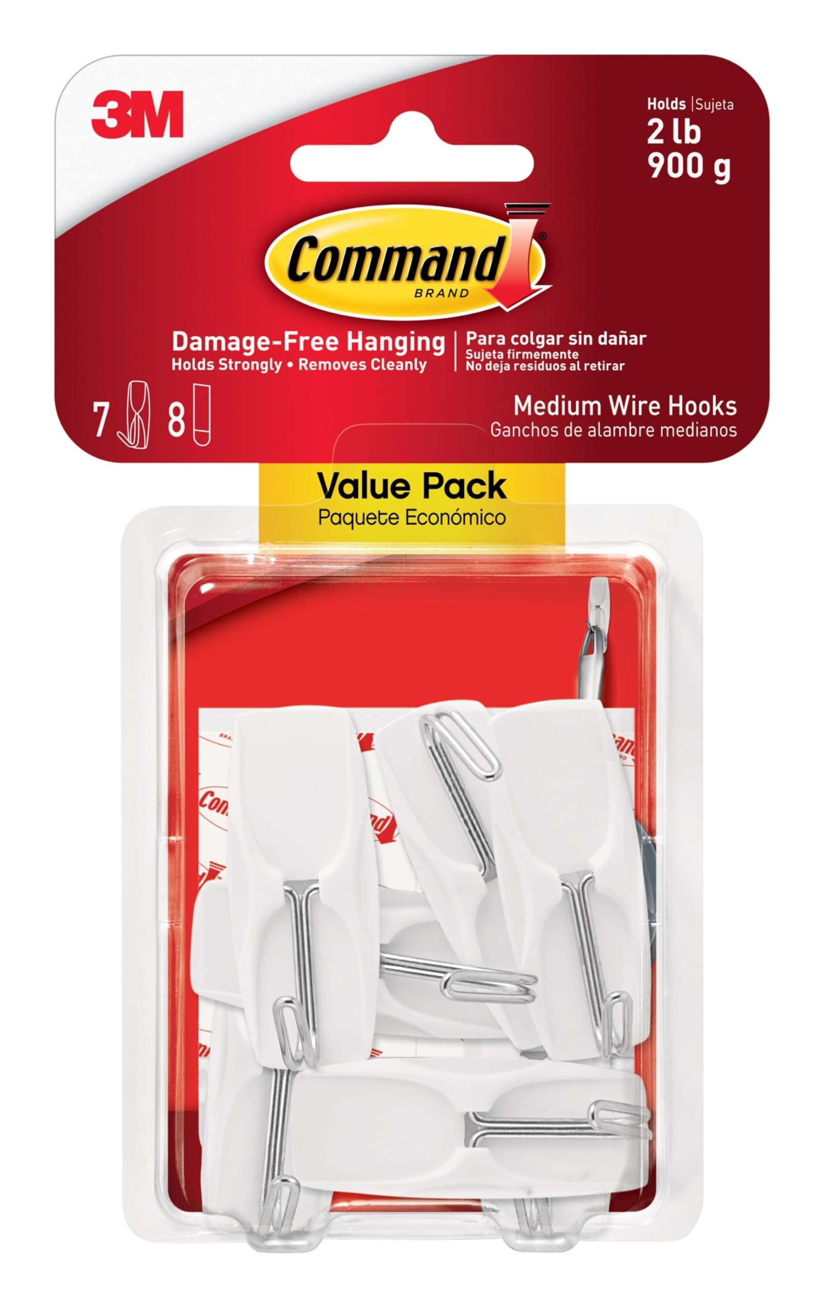 Command Medium Wire Toggle Hooks, 35 Hooks and 40 Strips, Damage-Free Hanging Wall Hook with Adhesive Strips, No Tools Great for Hanging, Organization and Storage, Holds up to 2 lb