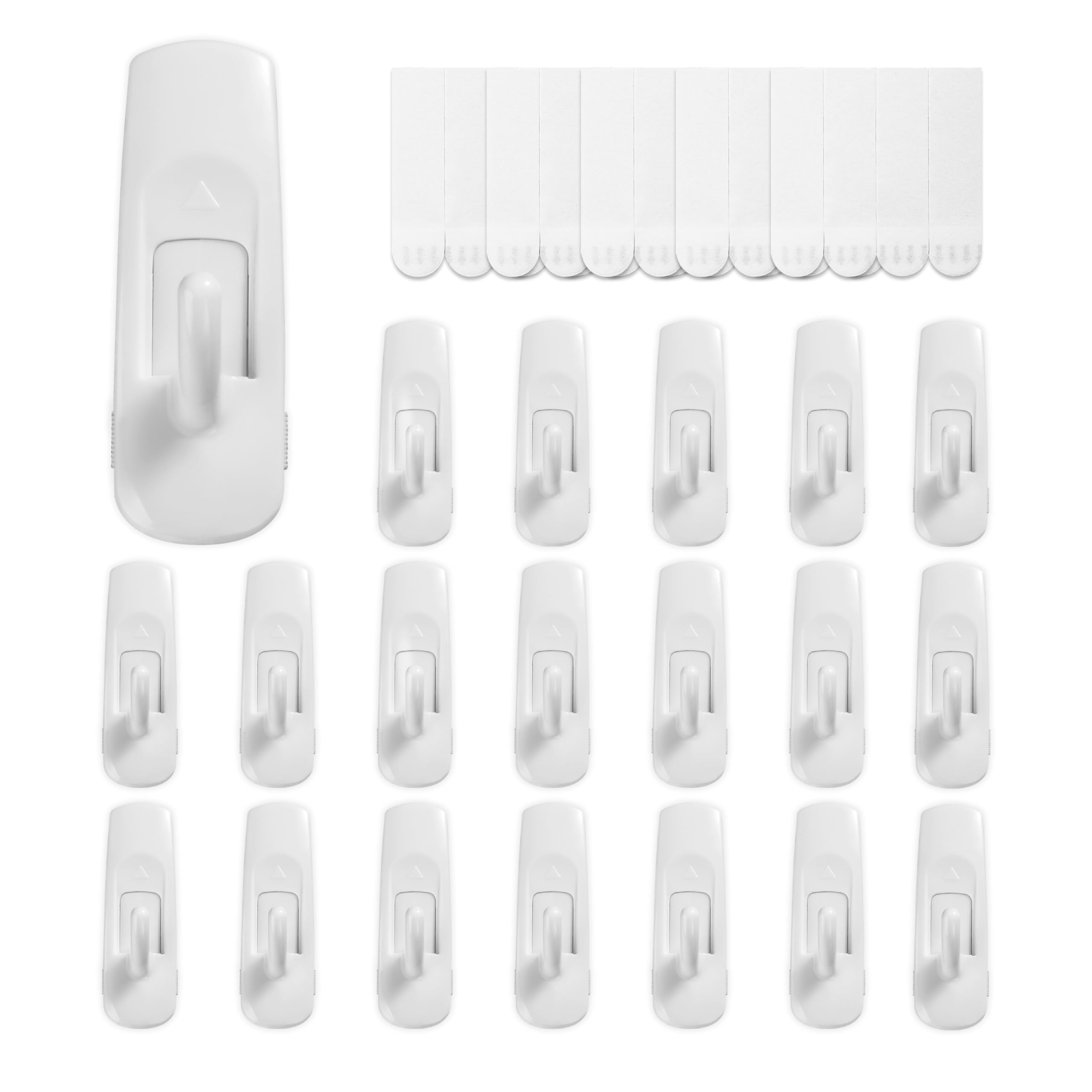 100 Small Hooks+120 Removable Strips, Clear Wire Hanger Hooks, Damage-Free Utility Hooks, Heavy Duty with Adhesive Strips, No Tools Wall Hook for Hanging, Value Pack