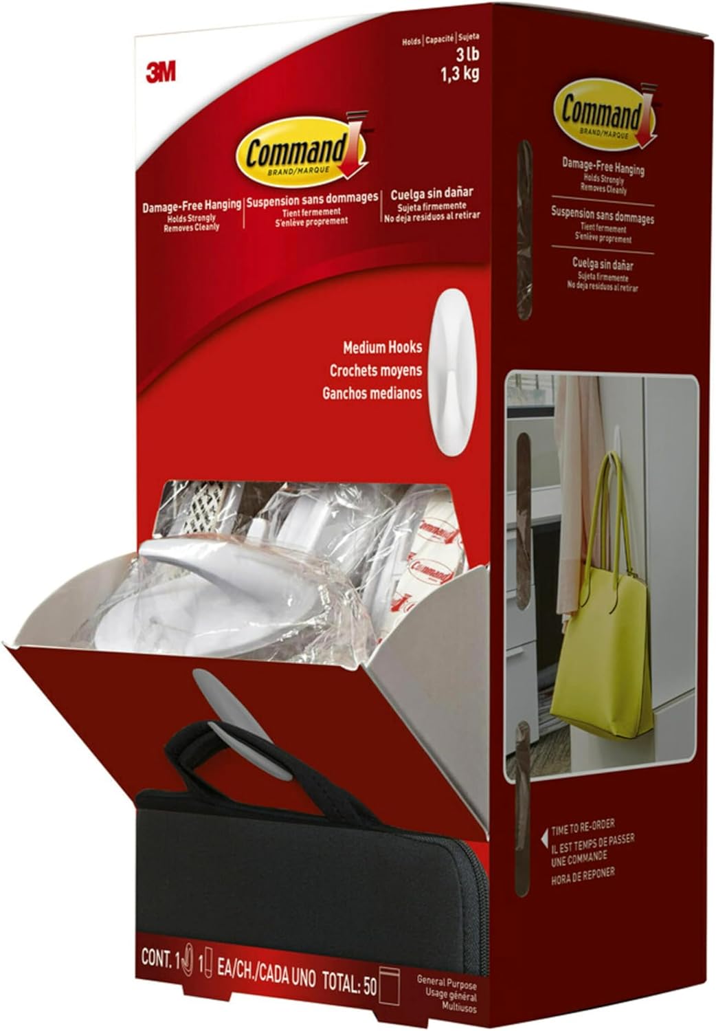 Command Medium Designer Hooks Value Pack, Damage Free Hanging Wall Hooks with Adhesive Strips, No Tools Wall Hooks for Decorations in Living Spaces, 50 Sets of 1 Hook and 1 Strip