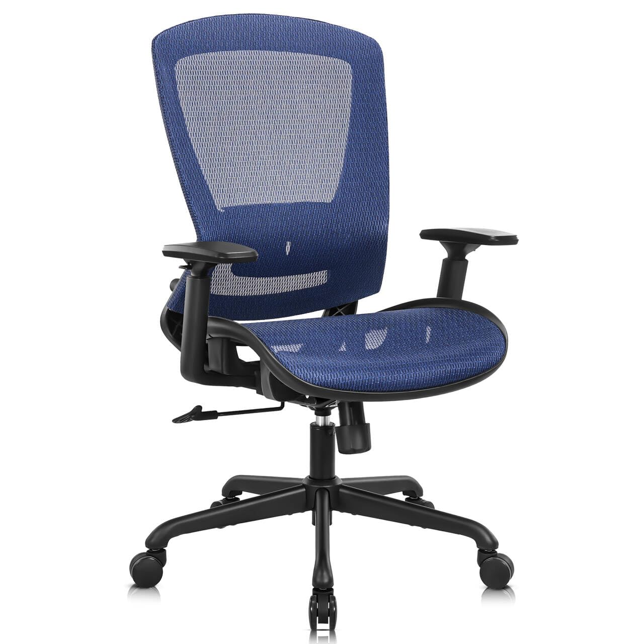 ELABEST Mesh Office Chair,Ergonomic Computer Desk Chair,Sturdy Task Chair- Adjustable Lumbar Support & Armrests,Tilt Function,Comfort Wide Seat,Swivel Home Office Chair (Black)