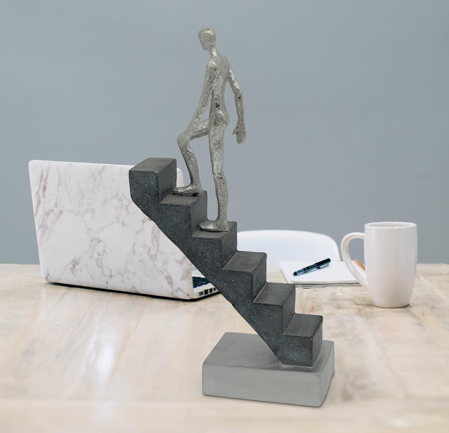 Modern Home Decor 'Top of The Rock' - Abstract Sculpture 11" as Motivation - Desk Decor Figure Made of Marble Resin - Aesthetic Statue for Living Room & Office décor as a Gift