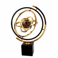 Gold Globe Abstract Art Decor, Sculptures with Rectangle Stands, Desk Decor - Black & Gold (XL, Globe)