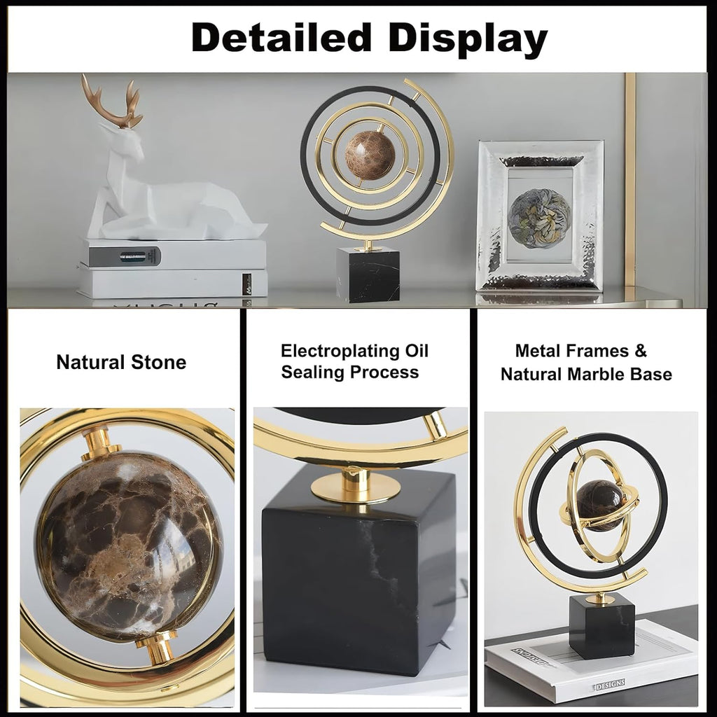 Sculpture Decor with Solid Marble Base, Abstract Art Inspired Statue Decor, Modern Sculpture Home Decor for Shelf, Office, Living Room, Bedroom, Desktop Display