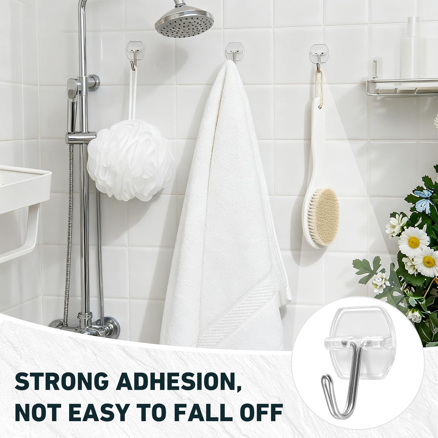 200 Pack Small Wire Hooks for Wall, Clear Heavy Duty Hanging Adhesive Hooks, Reusable Wall Hook for Christmas, Kitchens, Office, Shower Hanging, Key Holder, Coat, Door