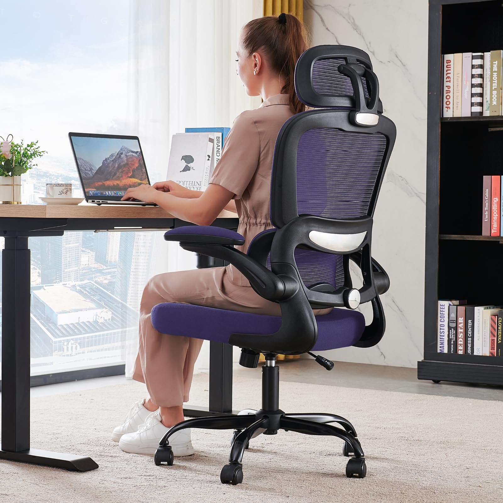 TRALT Office Chair Ergonomic Desk Chair, 330 LBS Home Mesh Office Desk Chairs with Wheels, Comfortable Gaming Chair, High Back Office Chair for Long Hours (Black)