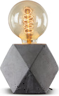 American Art Décor Geometric Hexagon Concrete Table Accent Lamp with Edison Bulb- Gray (9" H)