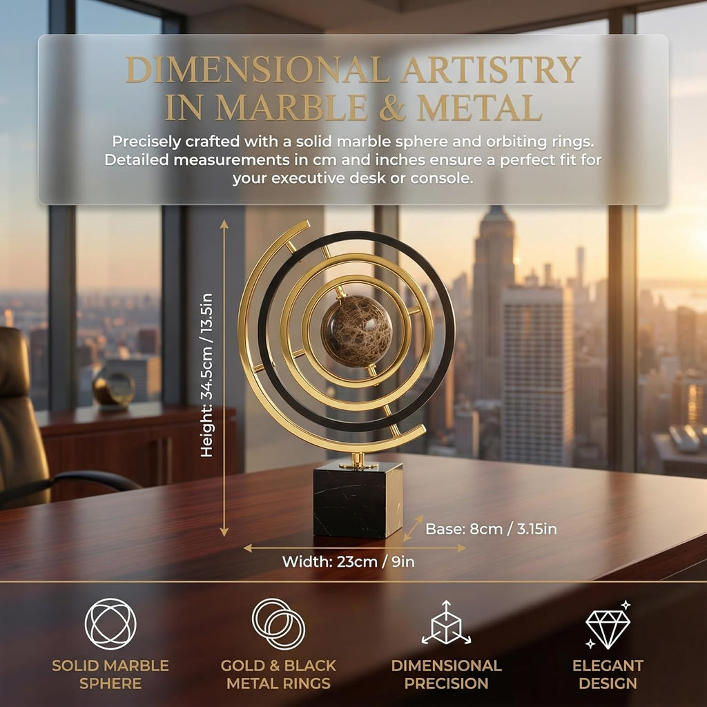 Sculpture Decor with Solid Marble Base, Abstract Art Inspired Statue Decor, Modern Sculpture Home Decor for Shelf, Office, Living Room, Bedroom, Desktop Display