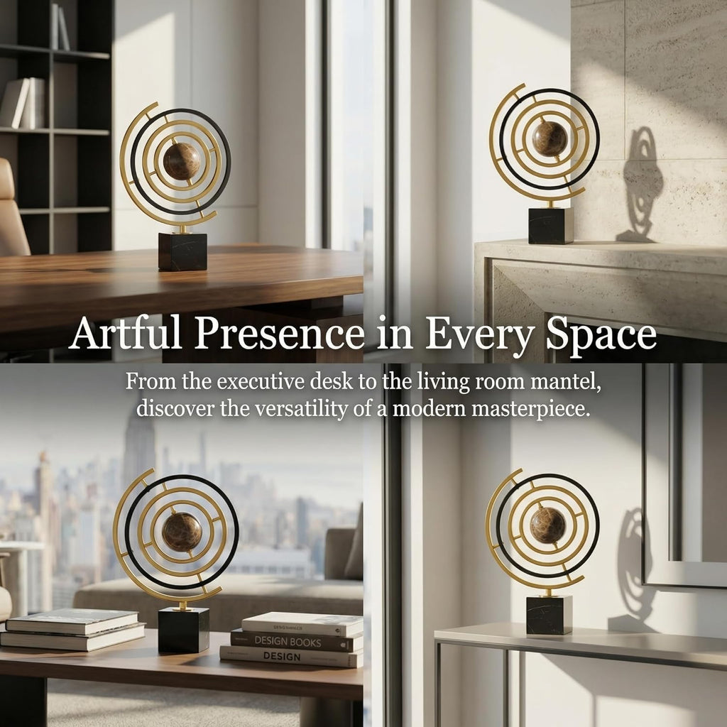 Sculpture Decor with Solid Marble Base, Abstract Art Inspired Statue Decor, Modern Sculpture Home Decor for Shelf, Office, Living Room, Bedroom, Desktop Display