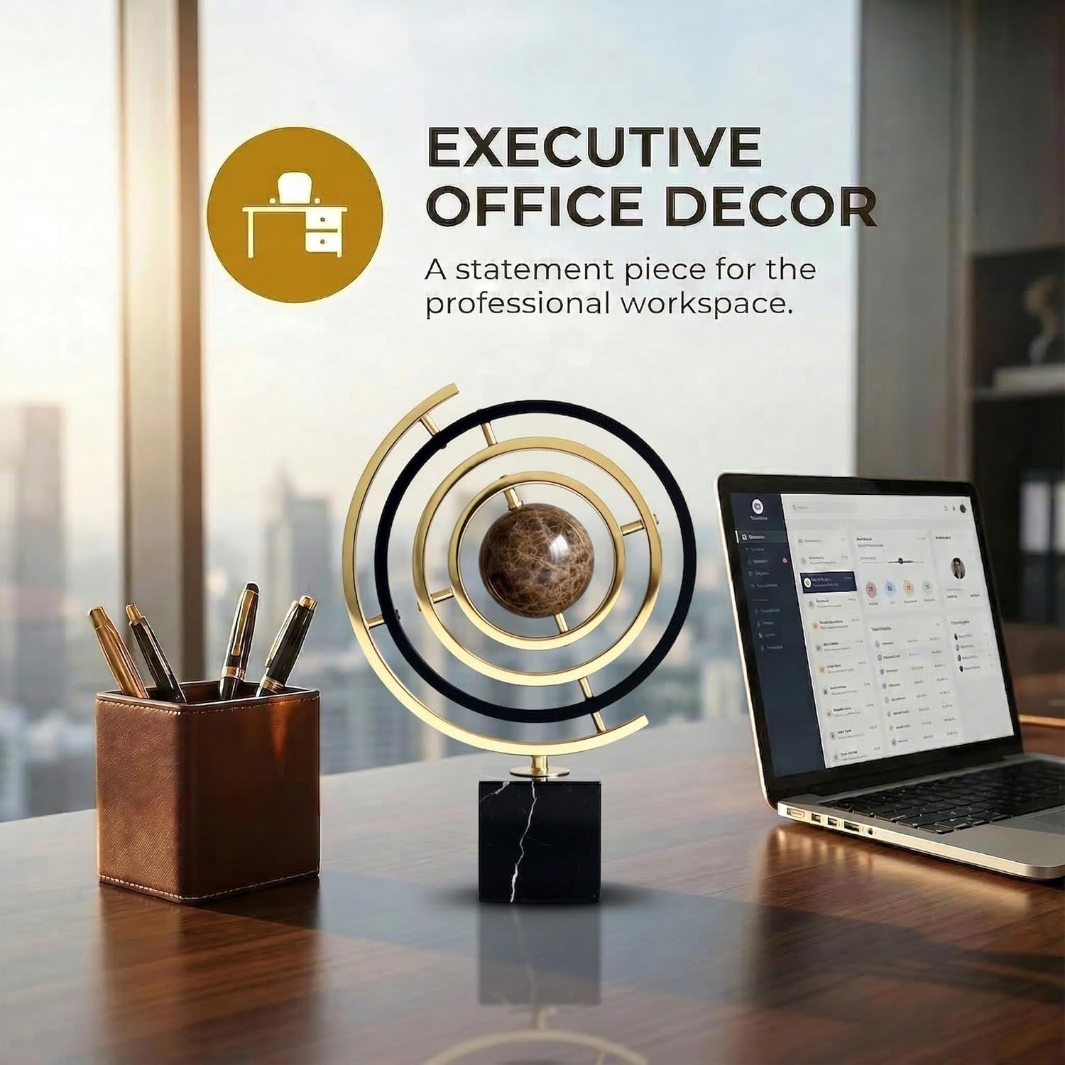 Sculpture Decor with Solid Marble Base, Abstract Art Inspired Statue Decor, Modern Sculpture Home Decor for Shelf, Office, Living Room, Bedroom, Desktop Display