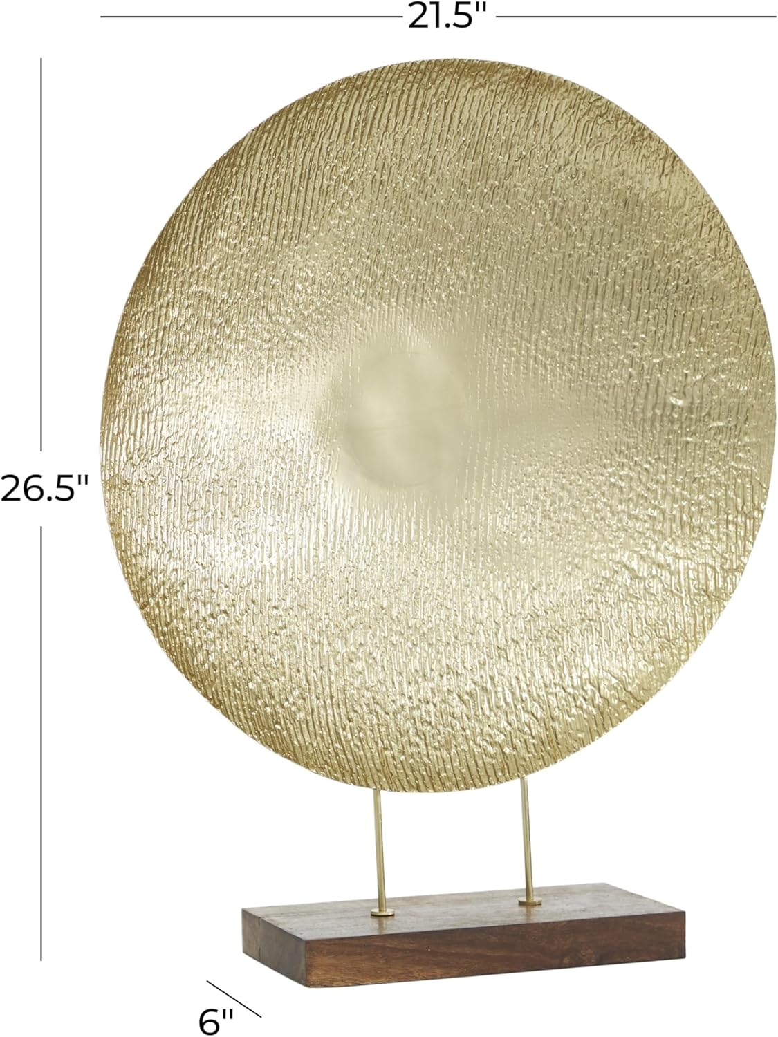 Deco 79 Metal Geometric Decorative Sculpture Plate Home Decor Statue with Wood Stand, Accent Figurine 22" x 6" x 27", Gold