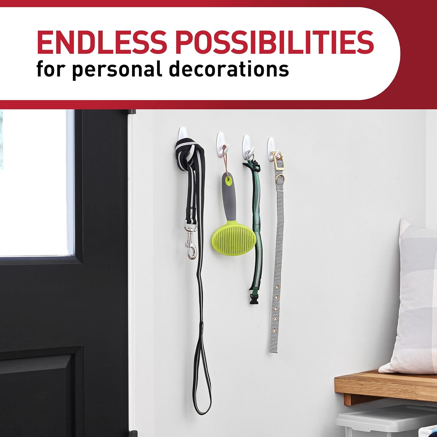 Command Medium Designer Hooks Value Pack, Damage-Free Hanging with Adhesive Strips, No Tools Wall Hook for Decorations in Living Spaces, 50 Sets of 1 Hook and 1 Strip