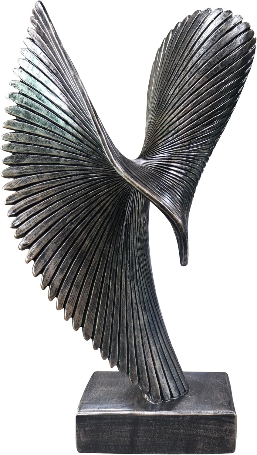 Modern Abstract Eagle Decorative Sculpture, Dining Living Room Desk Decor,Geometric Home Decor Statues,Shelf Top Decor Aesthetics, Coffee Tables or Office Shelves（Bronze Colored）