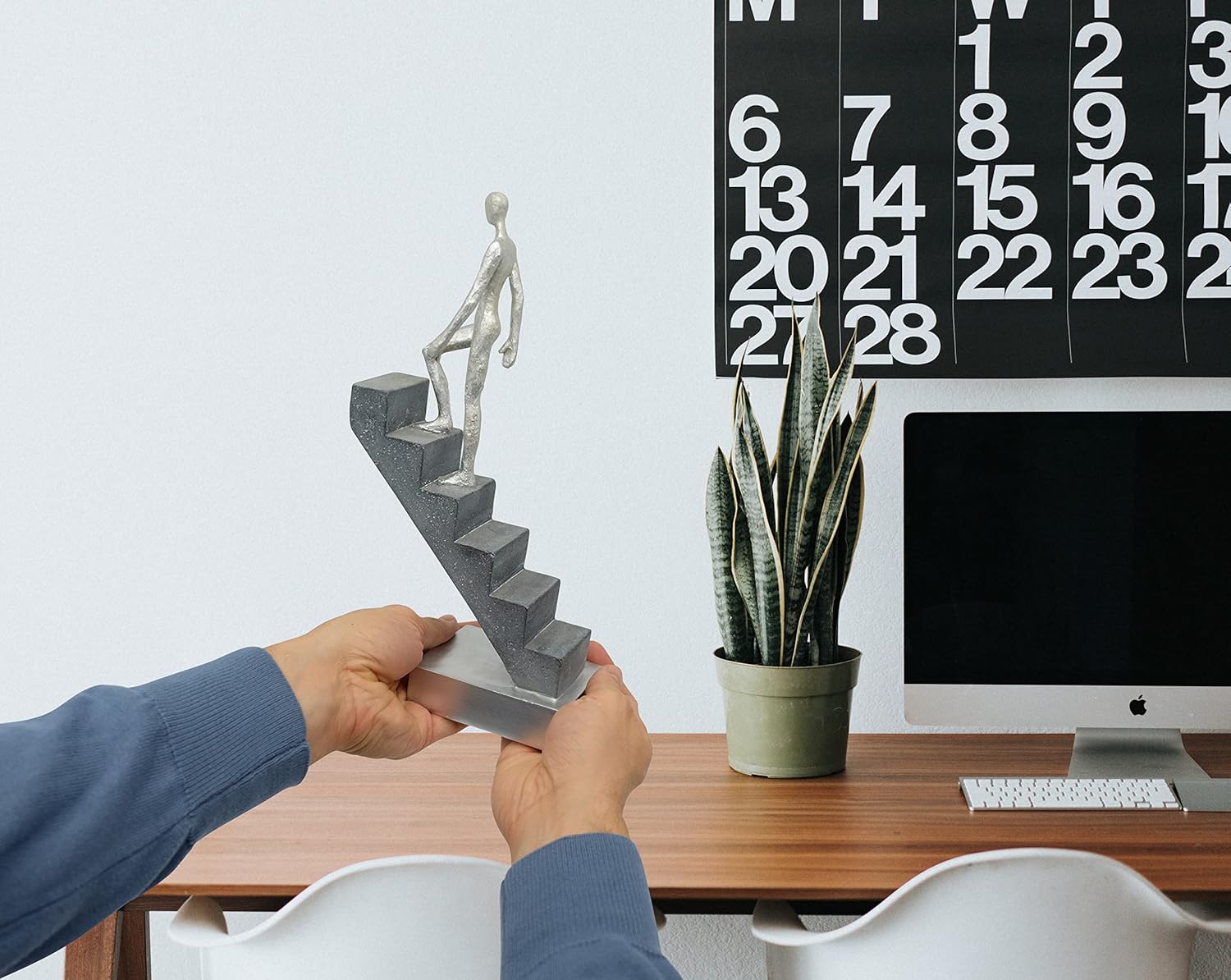 Modern Home Decor 'Top of The Rock' - Abstract Sculpture 11" as Motivation - Desk Decor Figure Made of Marble Resin - Aesthetic Statue for Living Room & Office décor as a Gift