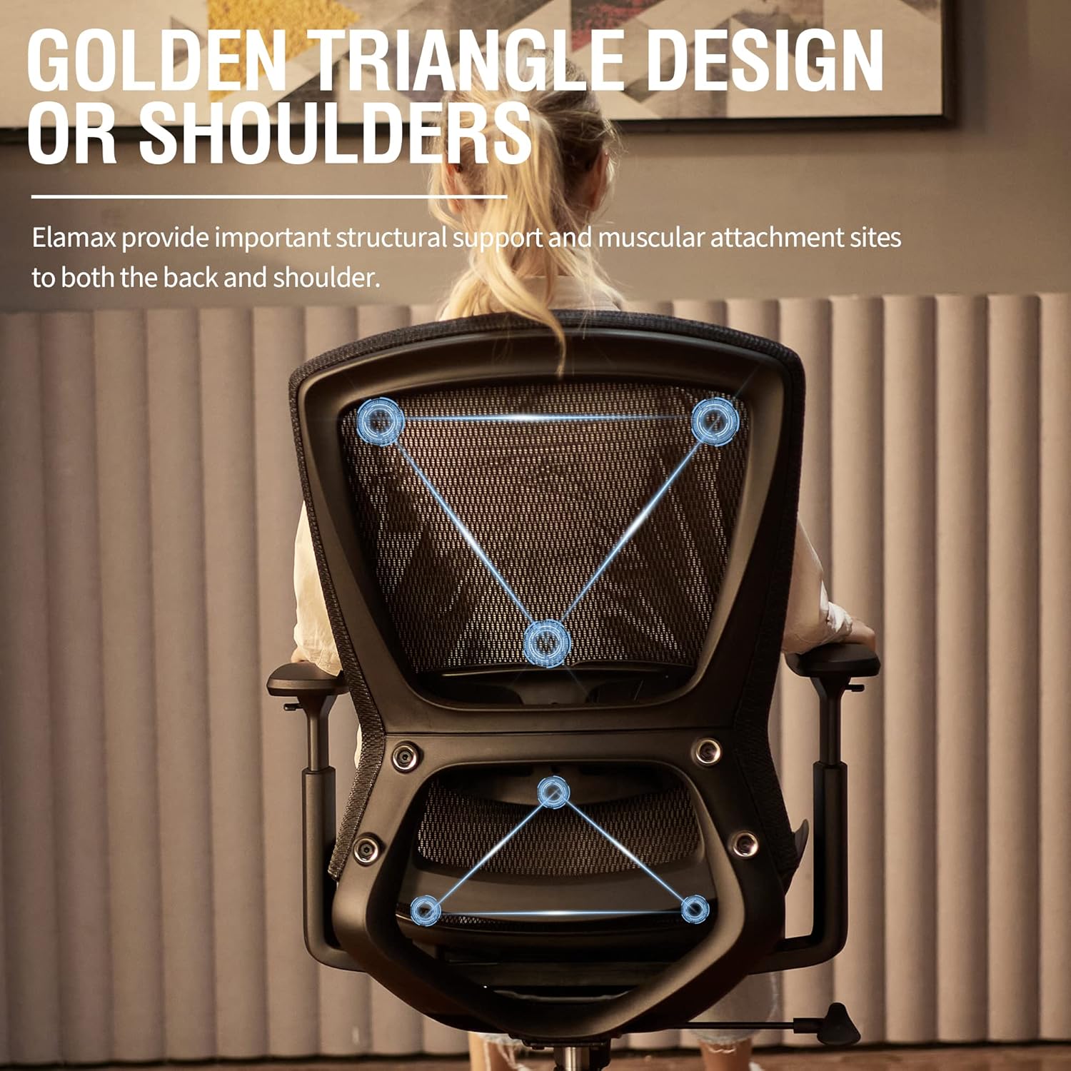 ELABEST Mesh Office Chair,Ergonomic Computer Desk Chair,Sturdy Task Chair- Adjustable Lumbar Support & Armrests,Tilt Function,Comfort Wide Seat,Swivel Home Office Chair (Black)