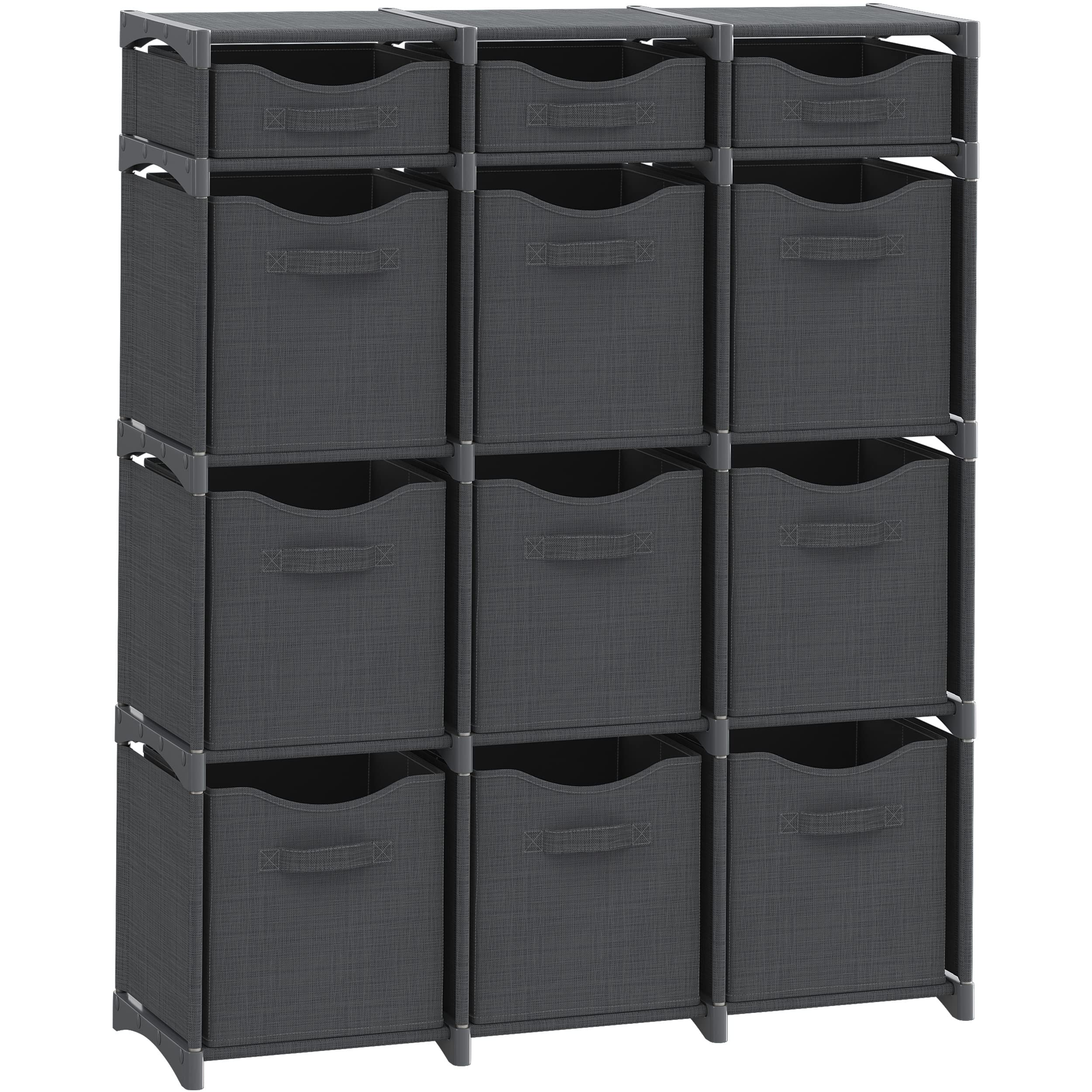 Cube Storage Organizer with Storage Bins Included - The Perfect Closet Organizers and Storage Solution. Includes 9 Storage Cubes, Great For Toy Storage, Closet Storage, Clothes Storage (Grey)