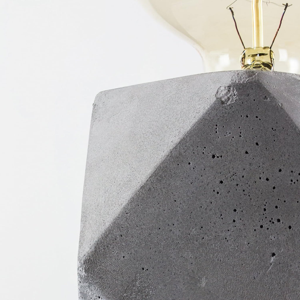 American Art Décor Geometric Hexagon Concrete Table Accent Lamp with Edison Bulb- Gray (9" H)