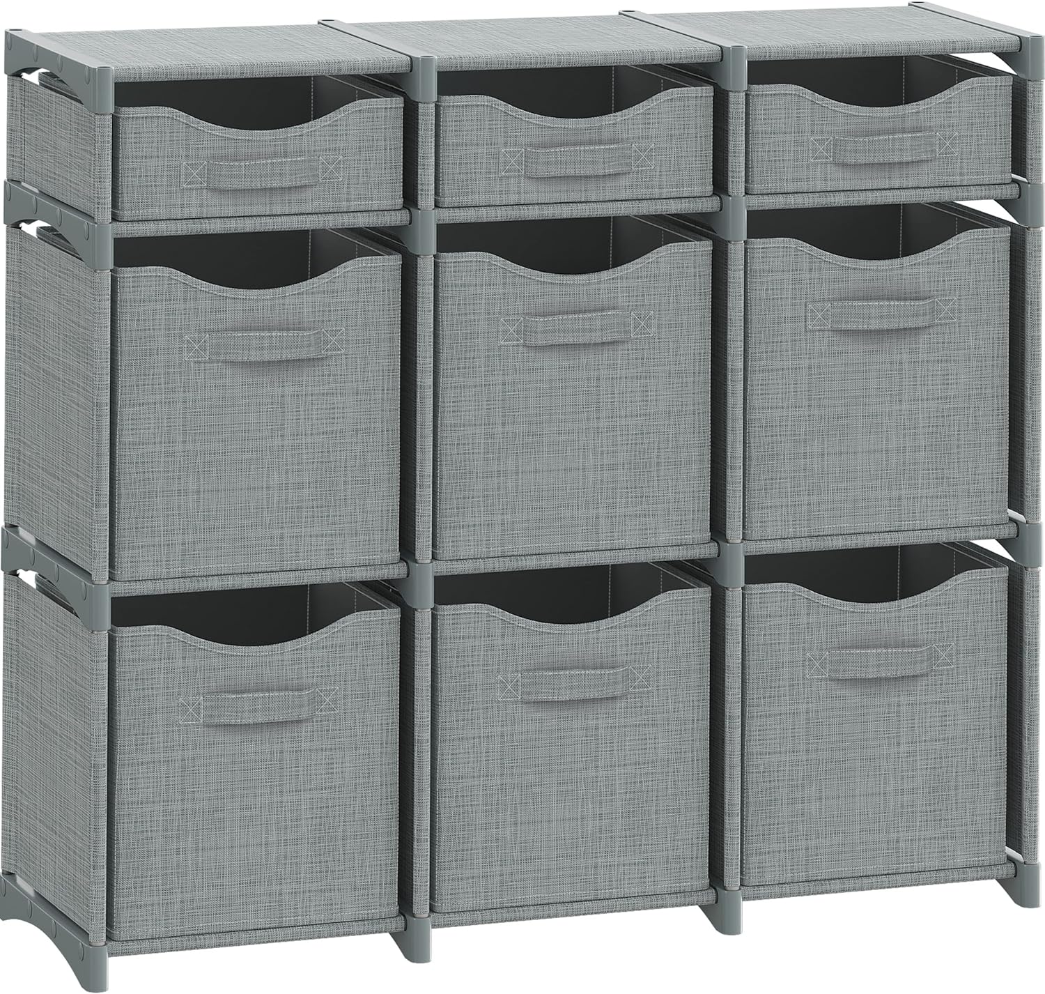 Cube Storage Organizer with Storage Bins Included - The Perfect Closet Organizers and Storage Solution. Includes 9 Storage Cubes, Great For Toy Storage, Closet Storage, Clothes Storage (Grey)