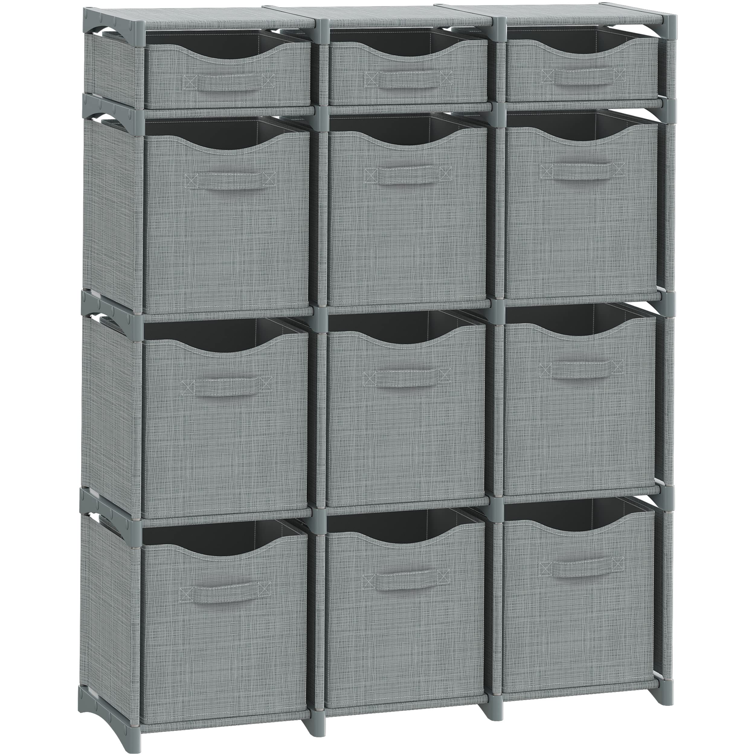 Cube Storage Organizer with Storage Bins Included - The Perfect Closet Organizers and Storage Solution. Includes 9 Storage Cubes, Great For Toy Storage, Closet Storage, Clothes Storage (Grey)